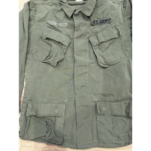Vintage US Army Jungle Jacket Mens Small Poplin OG-107 Coat Combat Tropical 60s - Picture 2 of 7